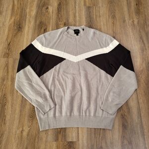 Armani Exchange Mens Sweater Large Wool Blend Knit Crewneck Pullover Gray